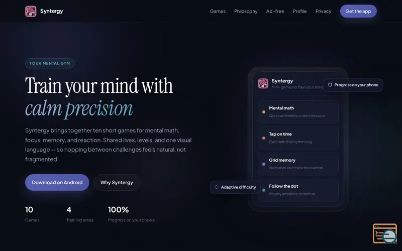 Screenshot of Syntergy — Train your mind