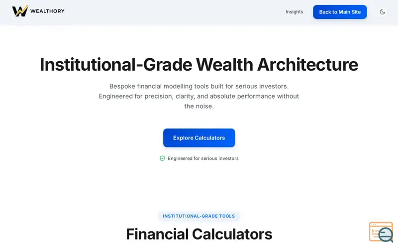 Screenshot of Wealthory calculator