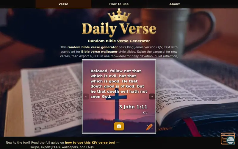 Screenshot of Random Bible Verse Generator
