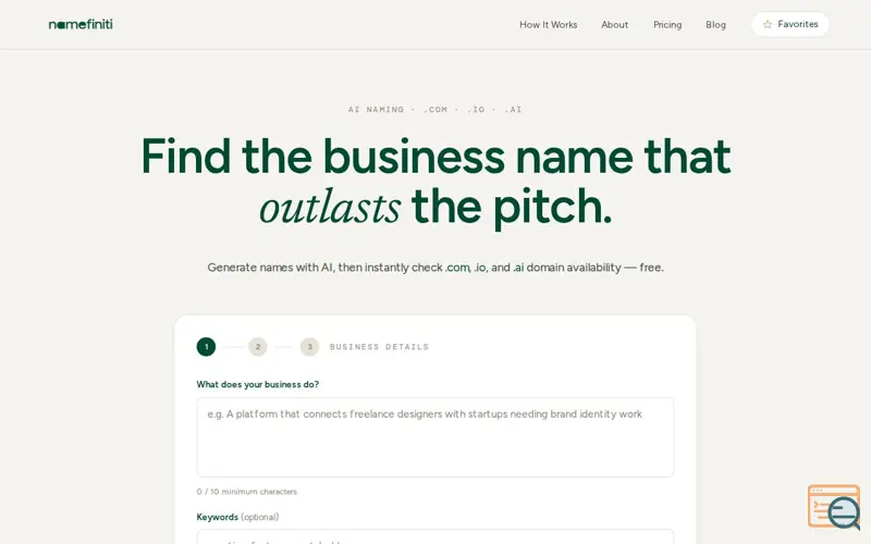 Screenshot of Namefiniti
