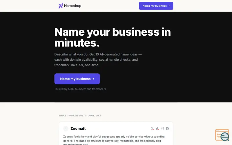 Screenshot of Namedrop