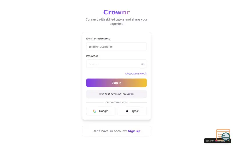 Screenshot of Crownr