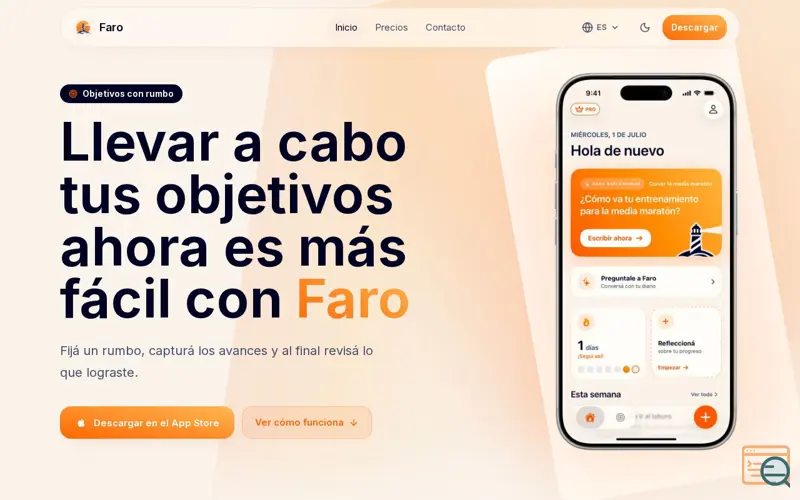 Screenshot of Faro — Objetivos con rumbo