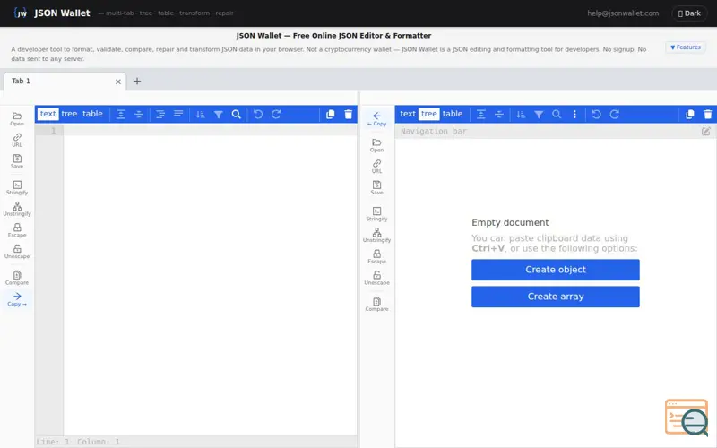 Screenshot of JSON Wallet Free Online JSON Editor