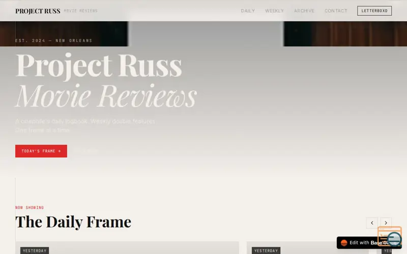 Screenshot of Project Russ Movie Reviews