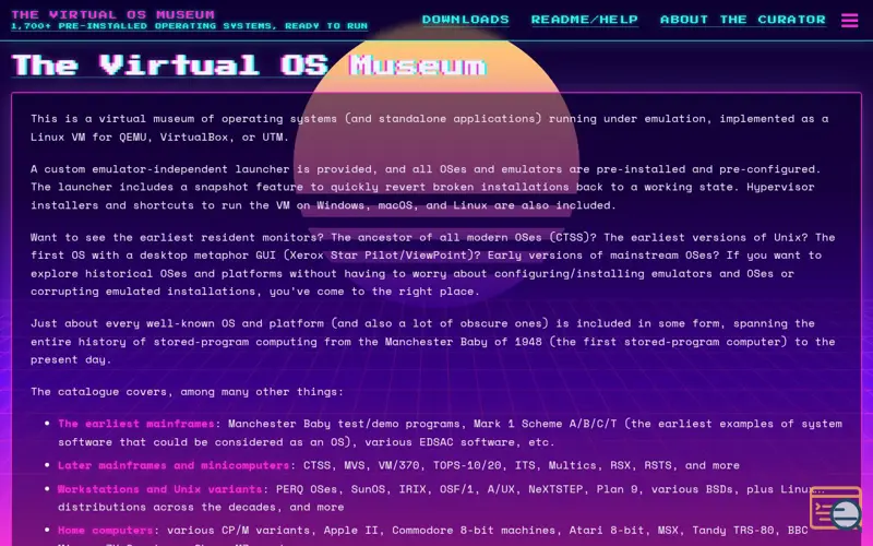 Screenshot of The Virtual OS Museum