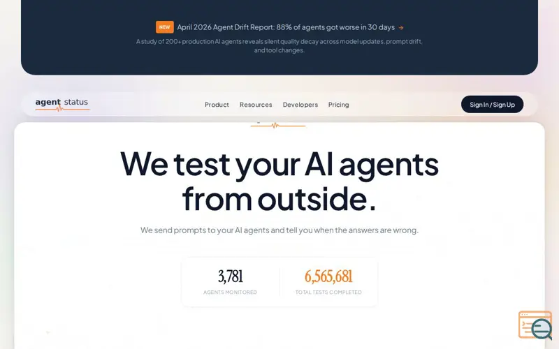 Screenshot of AgentStatus, a launch using Bito