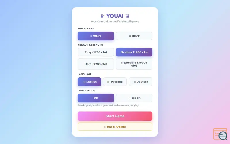 Screenshot of YOUAI Chess