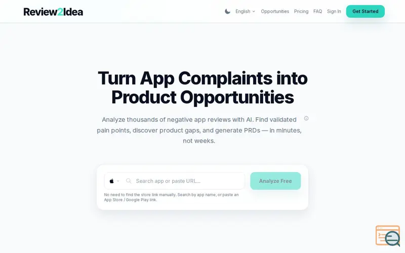 Screenshot of Review2Idea