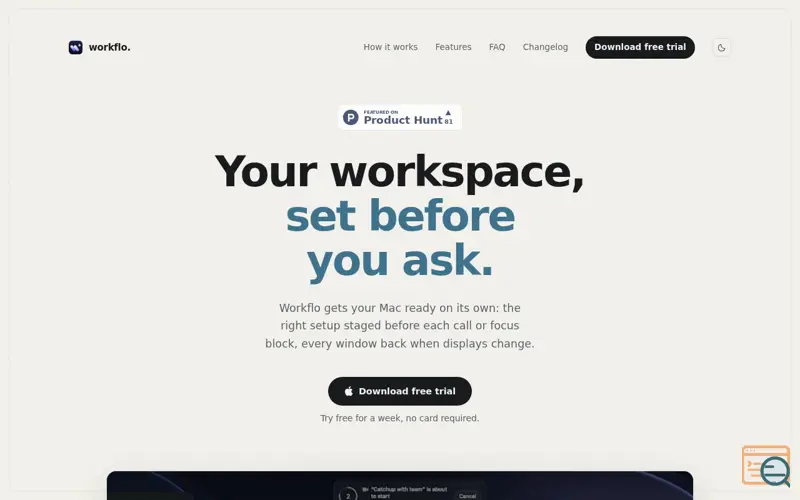 Screenshot of Workflo — Right where you left it