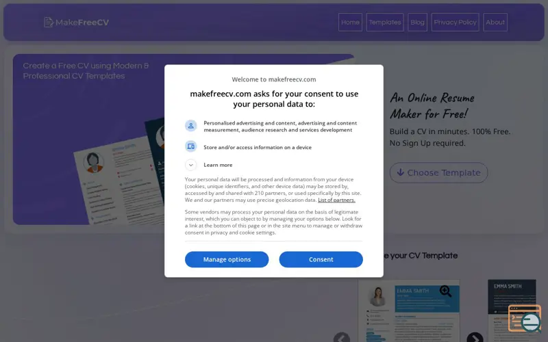 Screenshot of MakeFreeCV