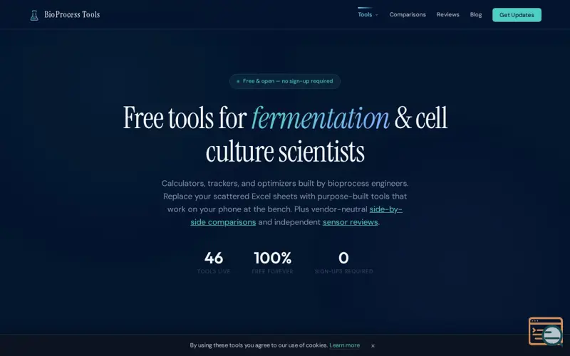 Screenshot of Free Bioprocess & Cell Culture Tools