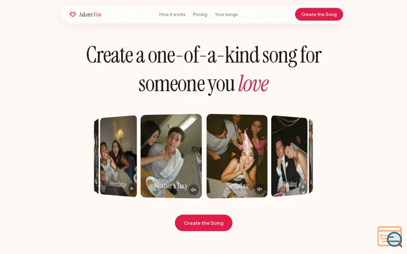 Screenshot of AdoreYou — Create a one-of-a-kind song for someone you love