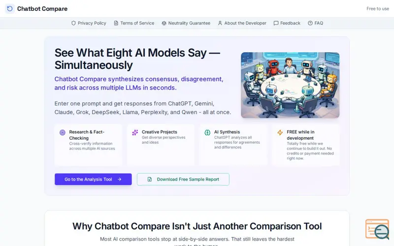 Screenshot of Chatbot Compare
