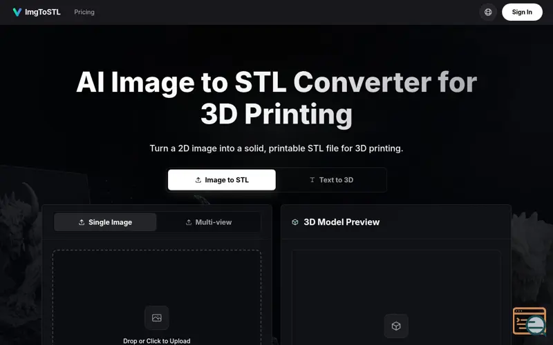 Screenshot of Image to STL