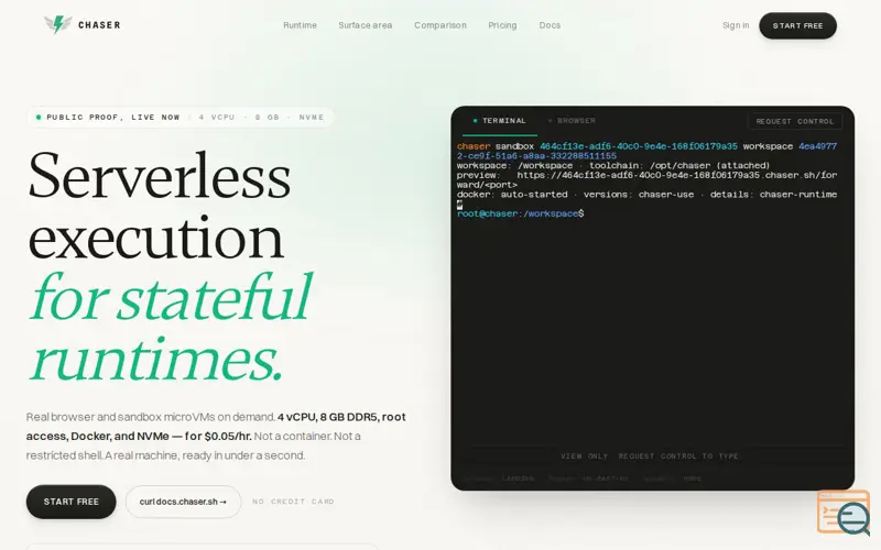 Screenshot of chaser.sh