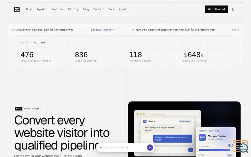 Screenshot of ClientX