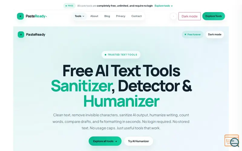 Screenshot of pasteready.io
