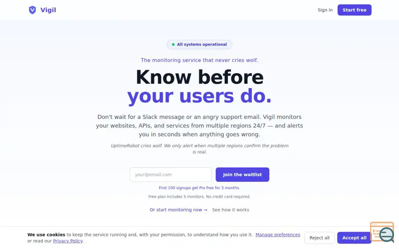 Screenshot of Vigilmon