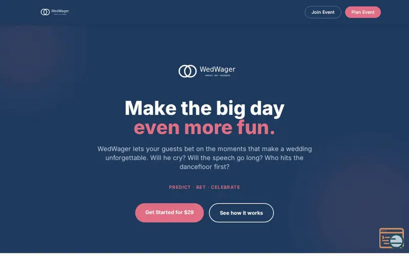 Screenshot of WedWager