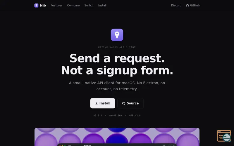 Screenshot of Nib