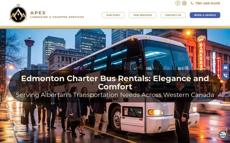 Screenshot of Apex Limousine & Charter Services, a launch using GreenGeeks