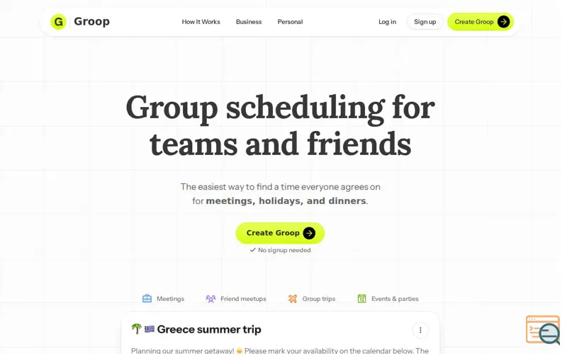Screenshot of Groop