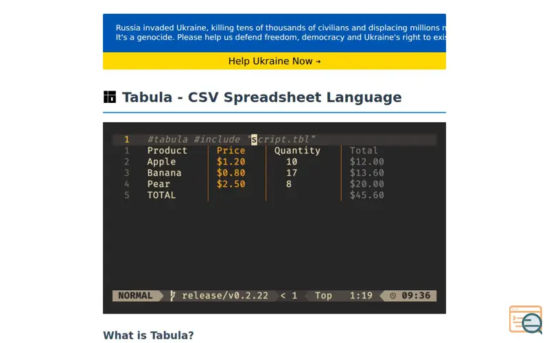 Screenshot of Tabula