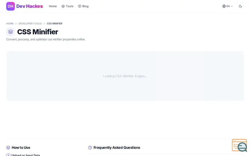 Screenshot of CSS Minifier