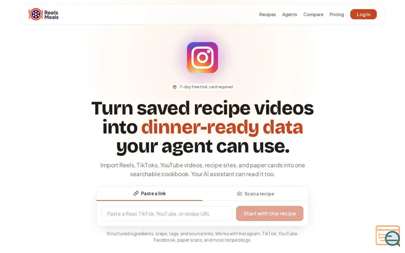 Screenshot of ReelsMeals