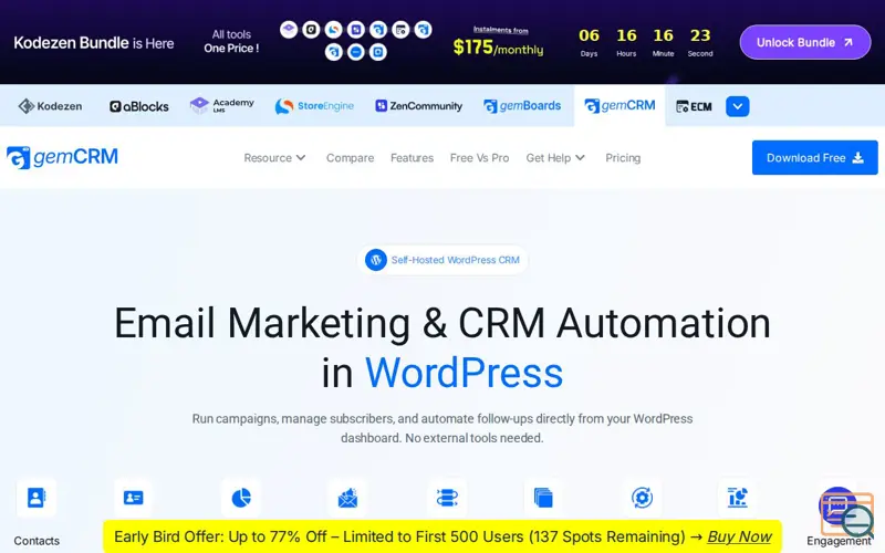 Screenshot of GemCRM