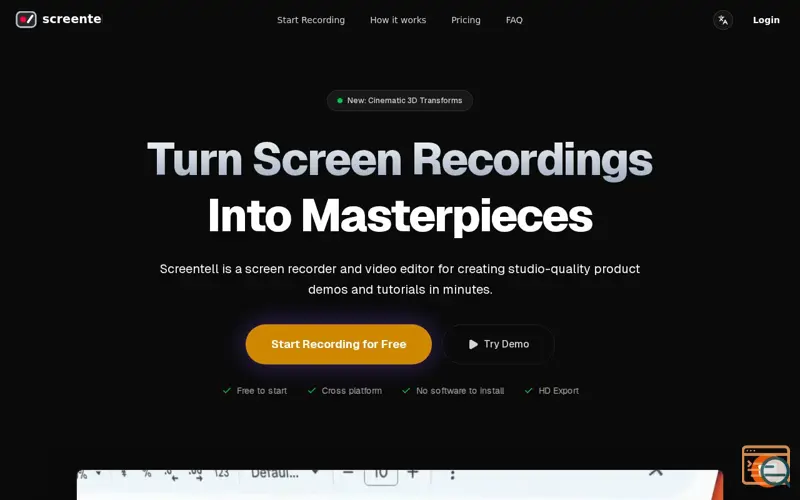 Screenshot of Screentell