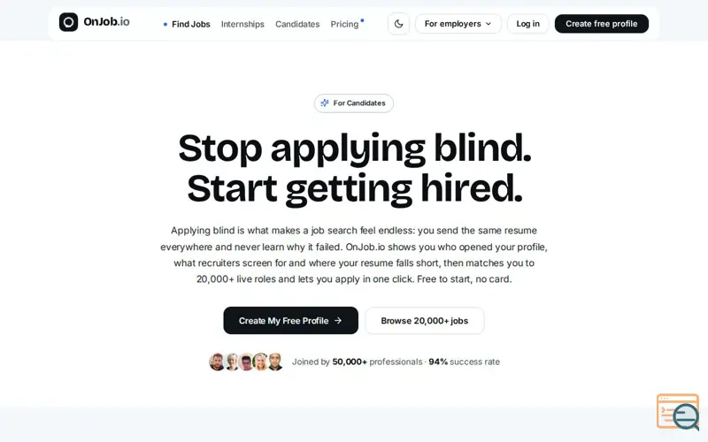 Screenshot of OnJob.io