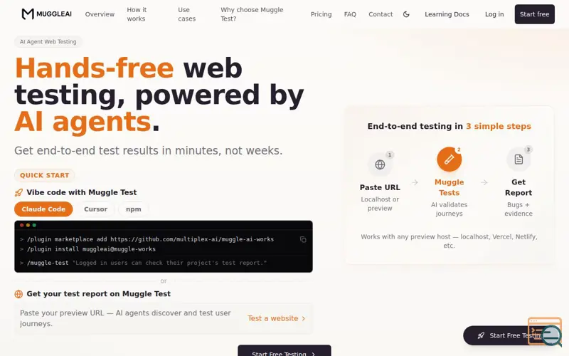 Screenshot of Muggle Test