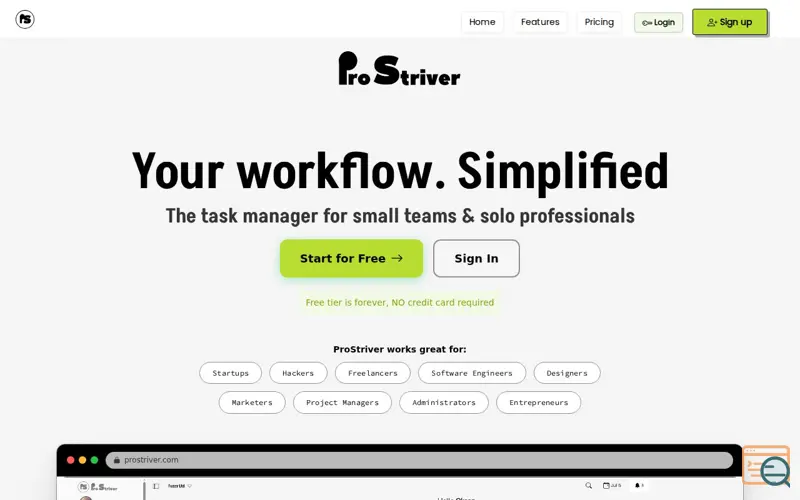 Screenshot of ProStriver