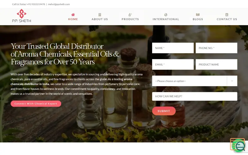 Screenshot of P. P. Sheth Aromas Pvt. Ltd