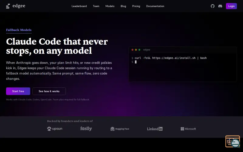 Screenshot of Edgee Fallback Models, a launch using Mintlify