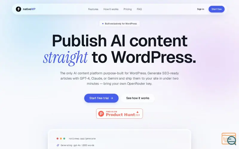 Screenshot of nativeWP