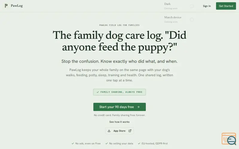 Screenshot of PawLog