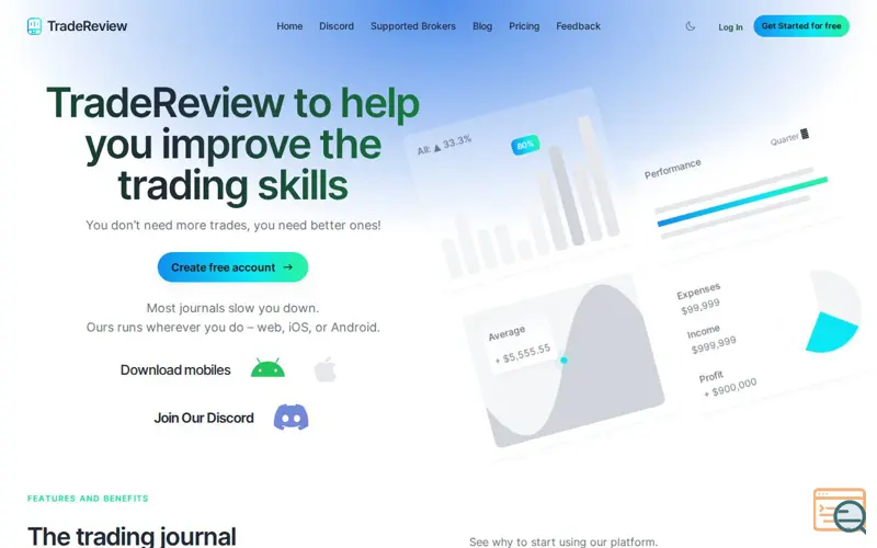 Screenshot of TradeReview, a launch using WP Hummingbird