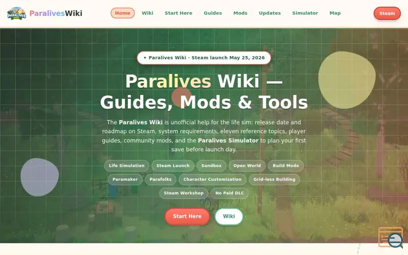 Screenshot of Paralives Wiki