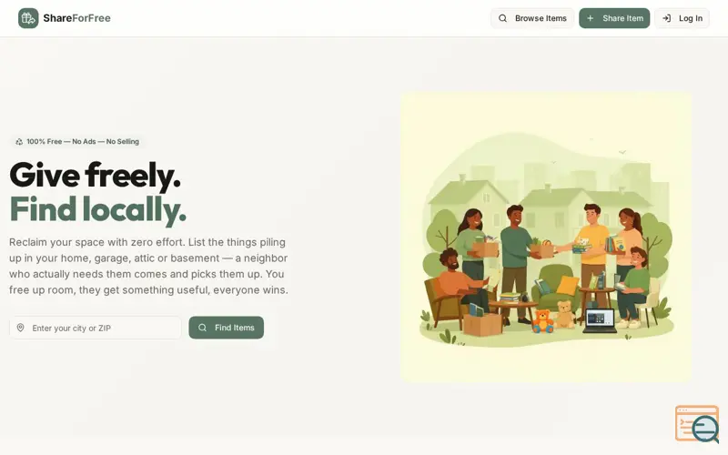 Screenshot of ShareForFree — Give Freely, Find Locally