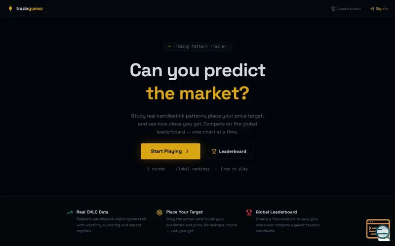Screenshot of tradeguessr
