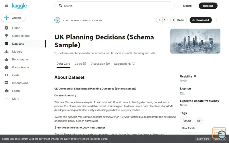 Screenshot of I used NLP to turn UK planning PDFs into a clean CSV, a launch using Kick