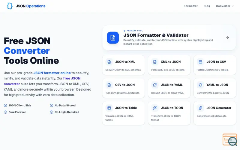 Screenshot of JSON Operations