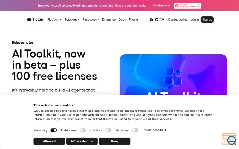 Screenshot of Tiptap AI Toolkit