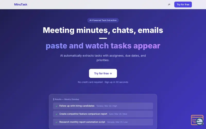 Screenshot of MinuTask