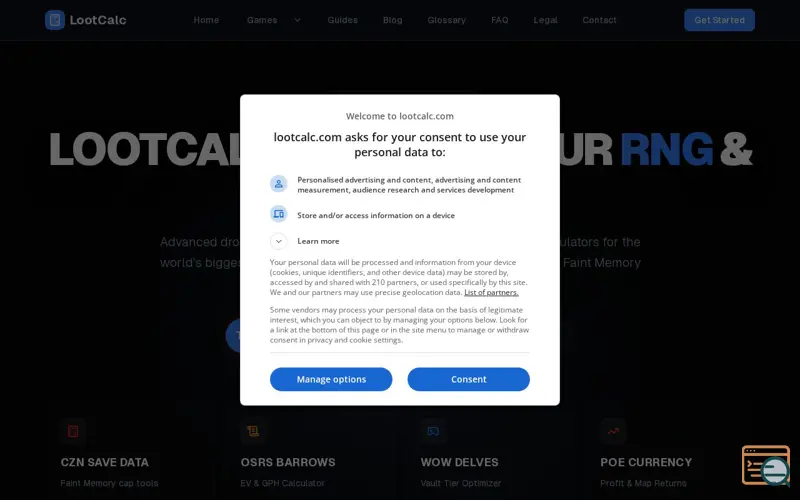 Screenshot of LootCalc