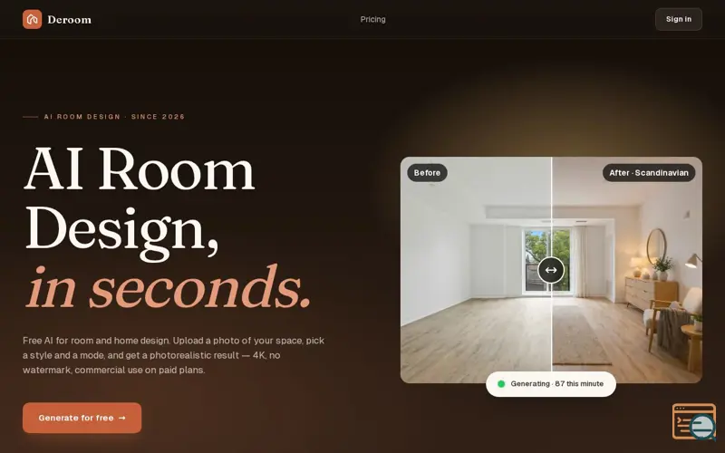 Screenshot of Deroom AI