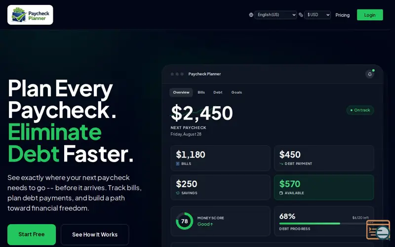 Screenshot of Paycheck Planner